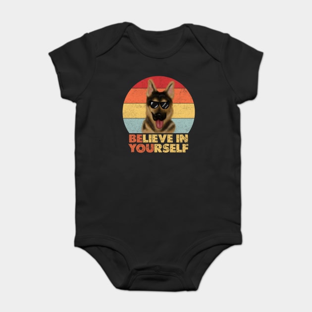 Funny Dog, German Shepherd Dog, Motivational Quote Baby Bodysuit by logiamerch